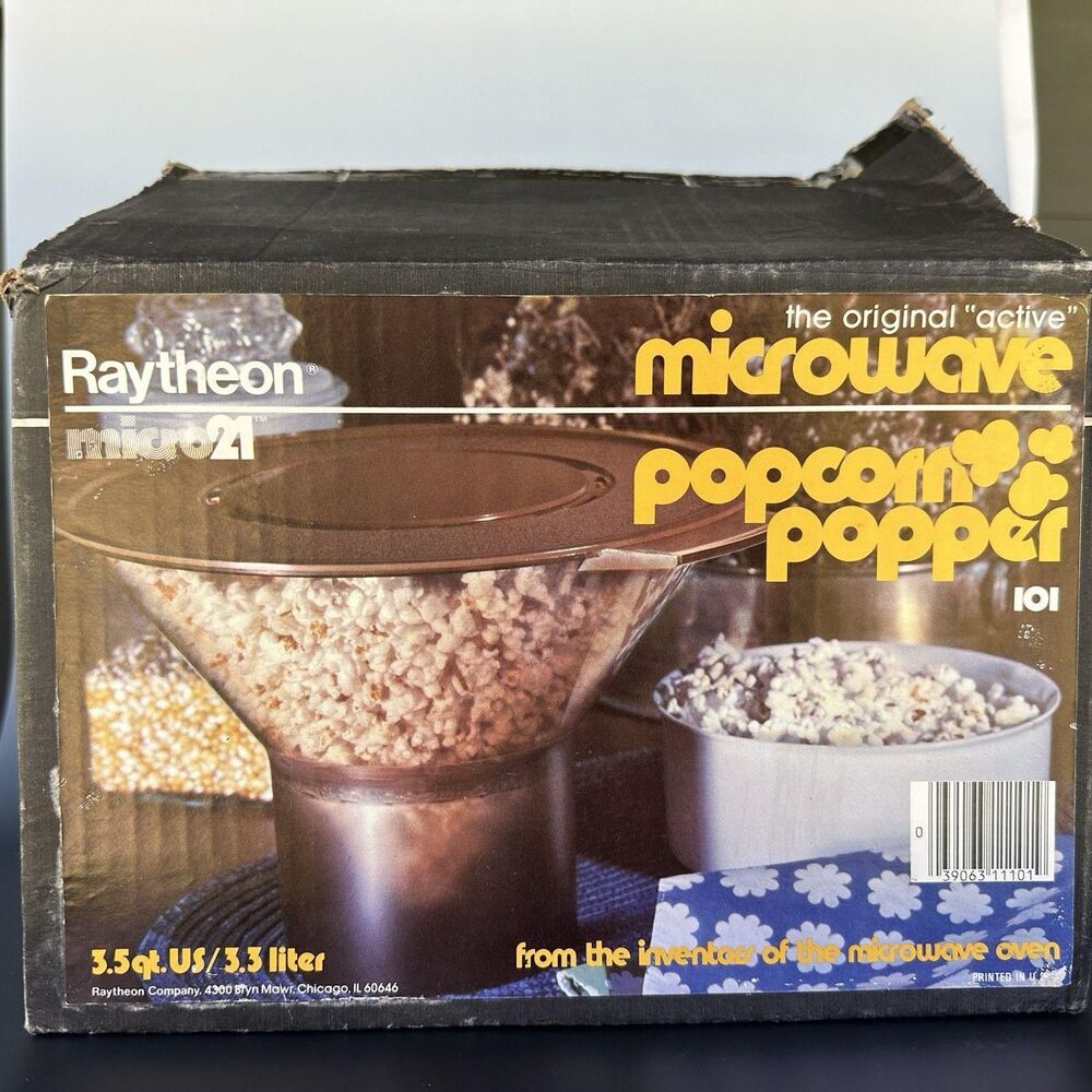 Vintage Raytheon Micro 21 Microwave Popcorn Popper, Model 101, Retro Kitchen App